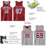 Custom Reversible Maroon Gray-White Double Side Basketball Jersey