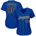 Custom Royal White Pinstripe Black-White Authentic Baseball Jersey Custom Royal White Pinstripe Black-White Authentic Baseball Jersey