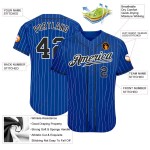 Custom Royal White Pinstripe Black-White Authentic Baseball Jersey Custom Royal White Pinstripe Black-White Authentic Baseball Jersey