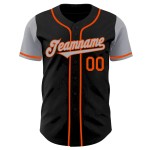 Custom Black Gray-Orange Authentic Two Tone Baseball Jersey Custom Black Gray-Orange Authentic Two Tone Baseball Jersey