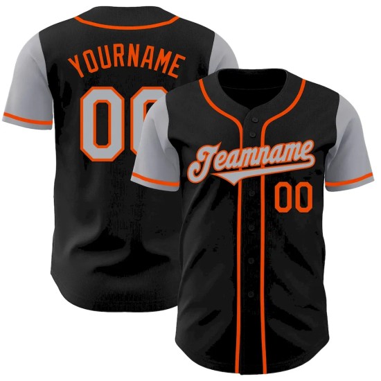 Custom Black Gray-Orange Authentic Two Tone Baseball Jersey Custom Black Gray-Orange Authentic Two Tone Baseball Jersey