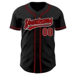 Custom Black Red-White Authentic Baseball Jersey Custom Black Red-White Authentic Baseball Jersey