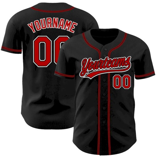 Custom Black Red-White Authentic Baseball Jersey Custom Black Red-White Authentic Baseball Jersey