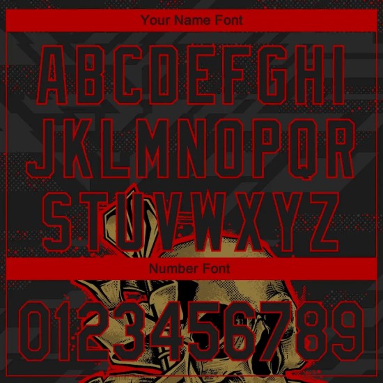 Custom Black Red-Old Gold 3D Pattern Design In Dart We Trust Authentic Baseball Jersey