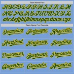 Custom Light Blue Yellow Pinstripe Green Two-Button Unisex Softball Jersey