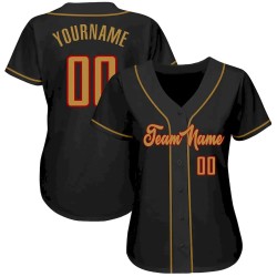 Custom Black Old Gold-Red Authentic Baseball Jersey Custom Black Old Gold-Red Authentic Baseball Jersey