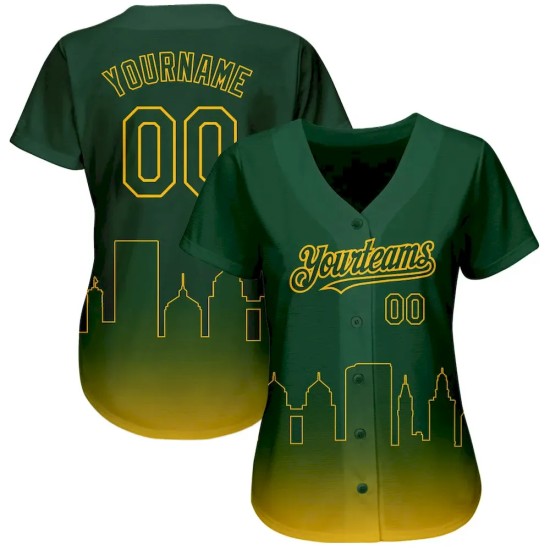 Custom Green Gold 3D Oakland City Edition Fade Fashion Authentic Baseball Jersey Custom Green Gold 3D Oakland City Edition Fade Fashion Authentic Baseball Jersey