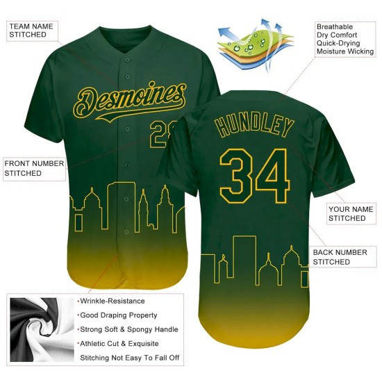 Custom Green Gold 3D Oakland City Edition Fade Fashion Authentic Baseball Jersey Custom Green Gold 3D Oakland City Edition Fade Fashion Authentic Baseball Jersey