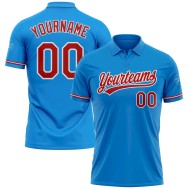 Custom Blue Red-White Performance Vapor Golf Polo Shirt