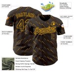 Custom Brown Gold 3D Pattern Design Slant Lines Authentic Baseball Jersey Custom Brown Gold 3D Pattern Design Slant Lines Authentic Baseball Jersey