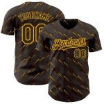 Custom Brown Gold 3D Pattern Design Slant Lines Authentic Baseball Jersey Custom Brown Gold 3D Pattern Design Slant Lines Authentic Baseball Jersey