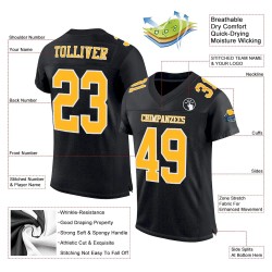 Custom Black Gold-White Mesh Authentic Football Jersey Custom Black Gold-White Mesh Authentic Football Jersey