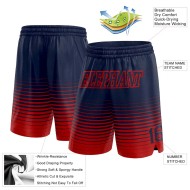 Custom Navy Red Pinstripe Fade Fashion Authentic Basketball Shorts