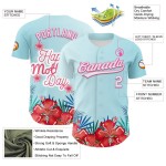 Custom Ice Blue White-Pink 3D Pattern Design Mother's Day Flower Authentic Baseball Jersey Custom Ice Blue White-Pink 3D Pattern Design Mother's Day Flower Authentic Baseball Jersey