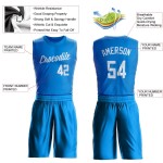 Custom Blue White Round Neck Suit Basketball Jersey Custom Blue White Round Neck Suit Basketball Jersey