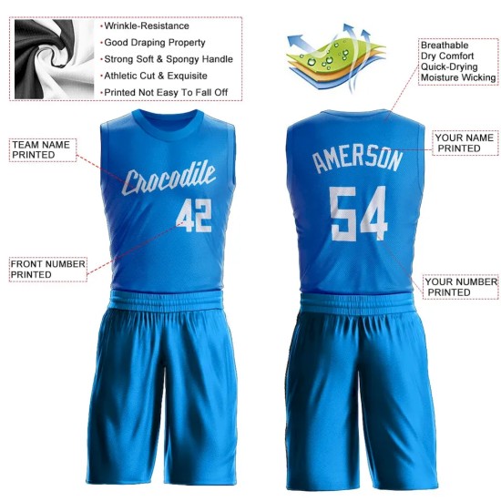 Custom Blue White Round Neck Suit Basketball Jersey Custom Blue White Round Neck Suit Basketball Jersey