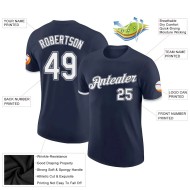 Custom Navy White-Gray Performance T-Shirt Custom Navy White-Gray Performance T-Shirt