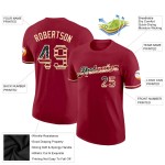 Custom Crimson Vintage USA Flag-City Cream Performance T-Shirt Custom Crimson Vintage USA Flag-City Cream Performance T-Shirt