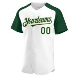 Custom White Green-City Cream Authentic Raglan Sleeves Baseball Jersey Custom White Green-City Cream Authentic Raglan Sleeves Baseball Jersey