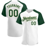 Custom White Green-City Cream Authentic Raglan Sleeves Baseball Jersey Custom White Green-City Cream Authentic Raglan Sleeves Baseball Jersey
